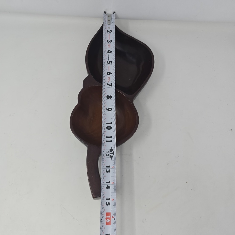 Vtg Wood Bowl, Mahogany from Haiti. Hand carved Leaf shape - Picture 10 of 11
